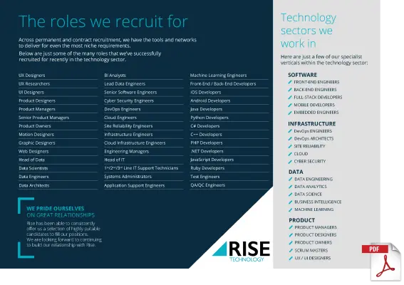 Technology roles we recruit for slide